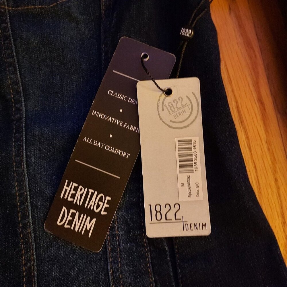 Denim Dark Blue Jean Jacket 1822 Heritage Button-Front Long Sleeve Cotton Size M - Picture 4 of 11
